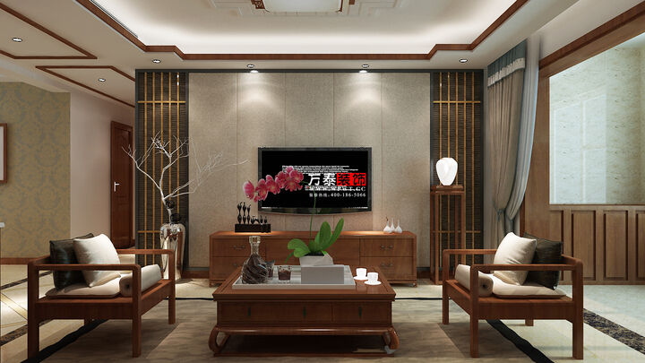 青州泰华城136平三居室装修新中式风格案例
