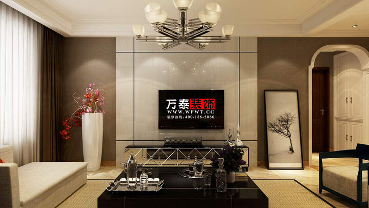 寿光中南城市金典128平三居室装修现代风格设计案例