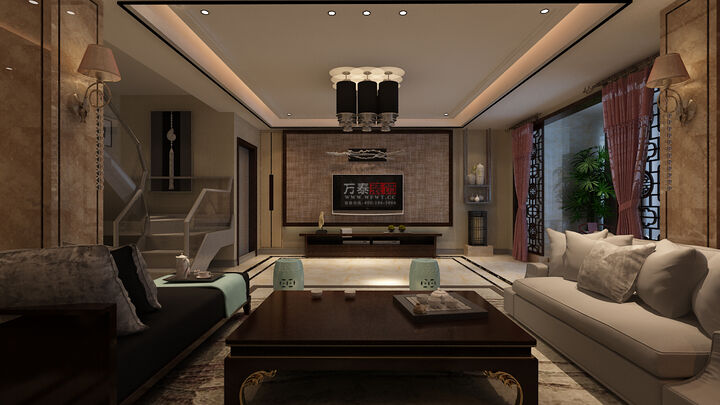 潍坊200平四居室装修中式风格设计