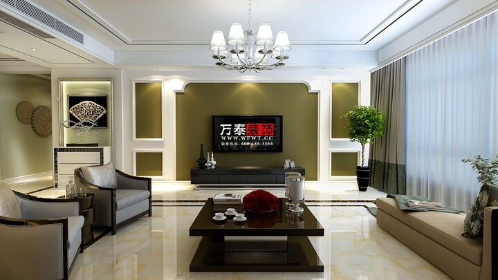 潍坊金宸公馆143平三居室装修现代简约风格设计案例