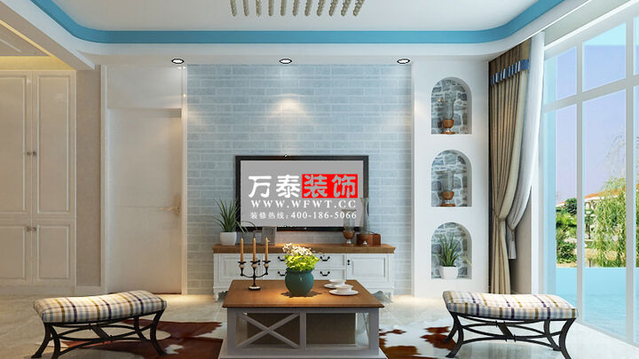 青州四季花城120平四居室装修地中海风格设计案例