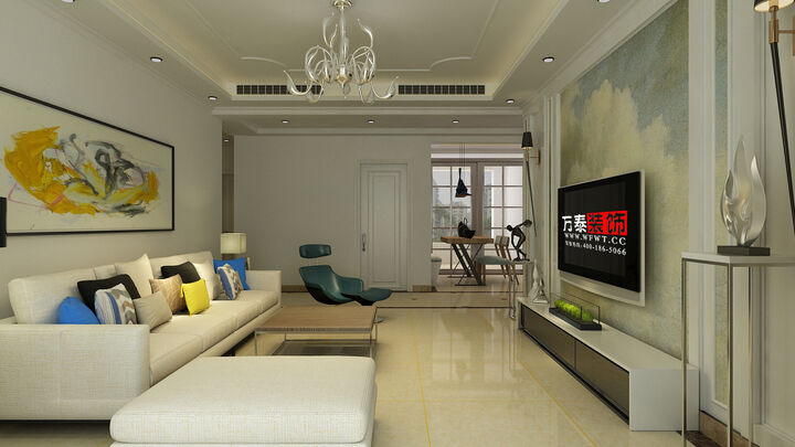 潍坊大有公馆143平三居室装修现代简约风格设计案例