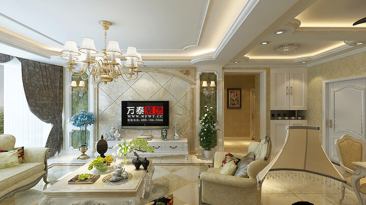 潍坊德润绿城170平四居室装修欧式风格设计案例