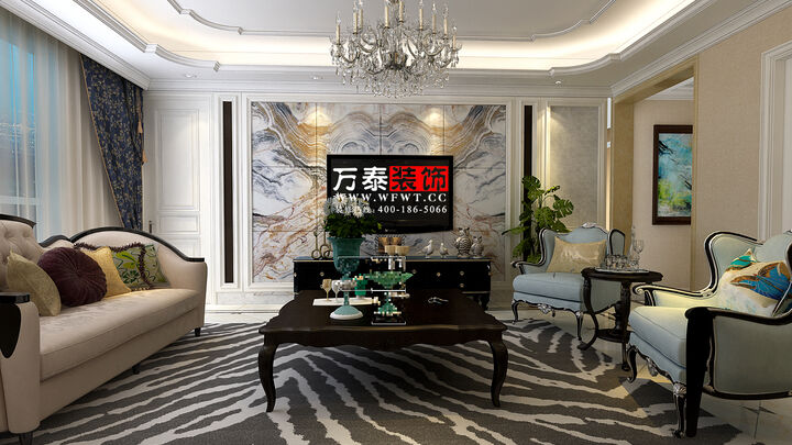 潍坊金茂府170平三居室装修新古典风格设计案例