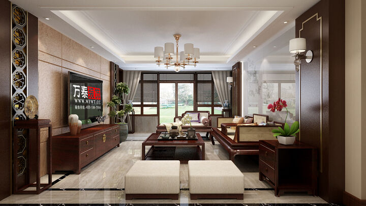 青州市龙苑140平 新中式风格家庭装修欣赏