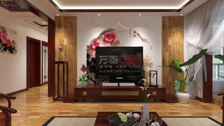 潍坊玫瑰园180平新中式风格设计案例