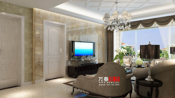 青州龙苑143平三居室装修浪漫欧式风格案例